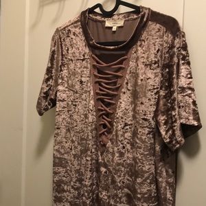 Chic dusty rose velvet  tunic